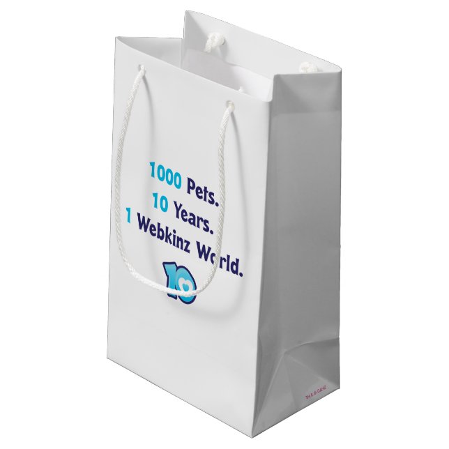 10 Years of Webkinz Stats Small Gift Bag (Back Angled)