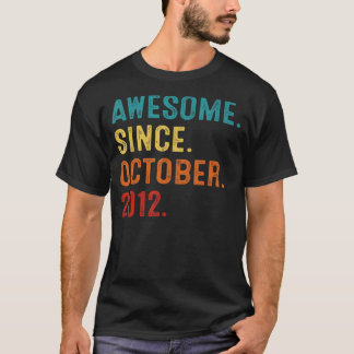 10 Years Old 10th Bday Boys Awesome Since October  T-Shirt
