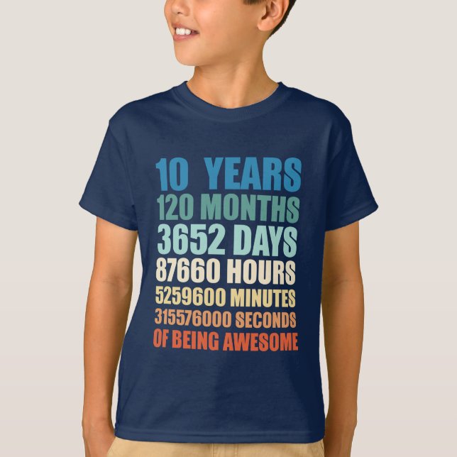 10 Years Old 10th Birthday Boy Girl Anniversary T-Shirt (Front)