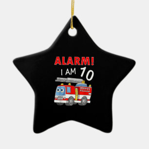 10 Years Old 10th Birthday Boy Girl Firefighter Ceramic Ornament
