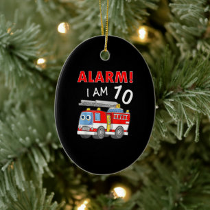 10 Years Old 10th Birthday Boy Girl Firefighter Ceramic Ornament