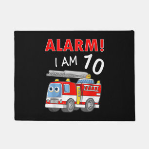10 Years Old 10th Birthday Boy Girl Firefighter Doormat