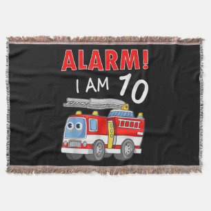 10 Years Old 10th Birthday Boy Girl Firefighter Throw Blanket