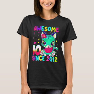 10 Years Old 10th Birthday Girls Cute Cat Awesome T-Shirt