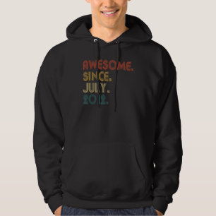 10 Years Old  Awesome Since July 2012 10th Birthda Hoodie