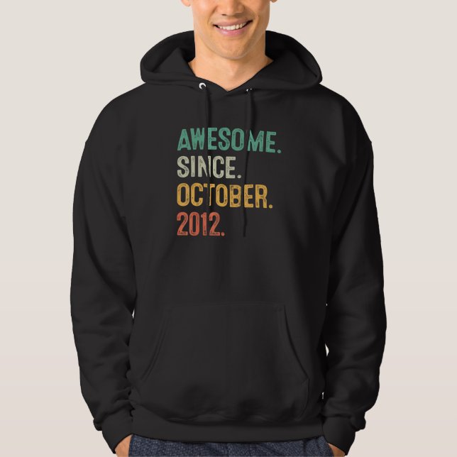 10 Years Old  Awesome Since October 2012 10th Birt Hoodie (Front)