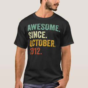10 Years Old Awesome Since October 2012 10th Birt T-Shirt