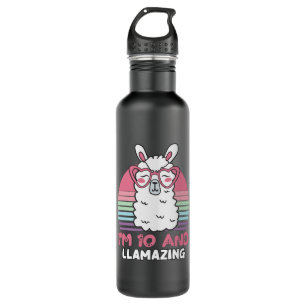 10 Years Old Bday Llamazing 10th Birthday Llama 710 Ml Water Bottle