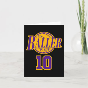 10 Years Old Birthday Basketball Baller Purple And Card