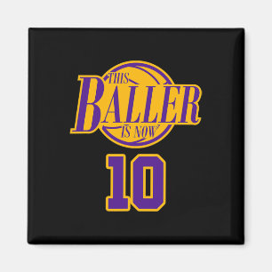 10 Years Old Birthday Basketball Baller Purple And Magnet