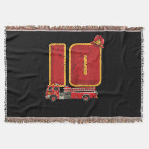 10 Years Old Birthday Boy Gifts Firefighter Throw Blanket