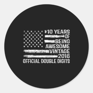 10 years old birthday double digits 10th birthday classic round sticker