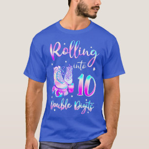 10 Years Old Birthday Girl Rolling Into 10th Doubl T-Shirt