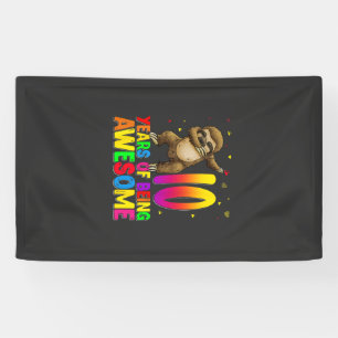 10 Years Old Birthday Sloth Dabbing 10th Birthday Banner