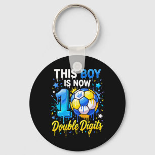 10 Years Old Birthday Soccer This Boy Now 10 Doubl Keychain