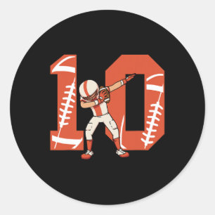10 Years Old Boy Football Player 10th Football Bir Classic Round Sticker