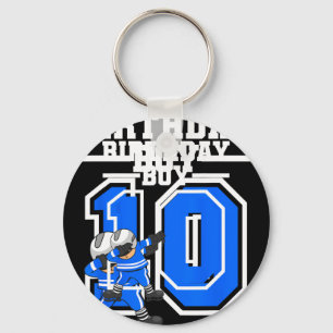 10 Years Old Boy Ice Hockey Player 10th Birthday K Keychain