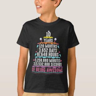 10 Years Old Cake 10th Birthday Minutes T-Shirt