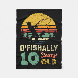 10 Years Old Fishing Gift 10 Yo Ten Year Old 10th  Fleece Blanket