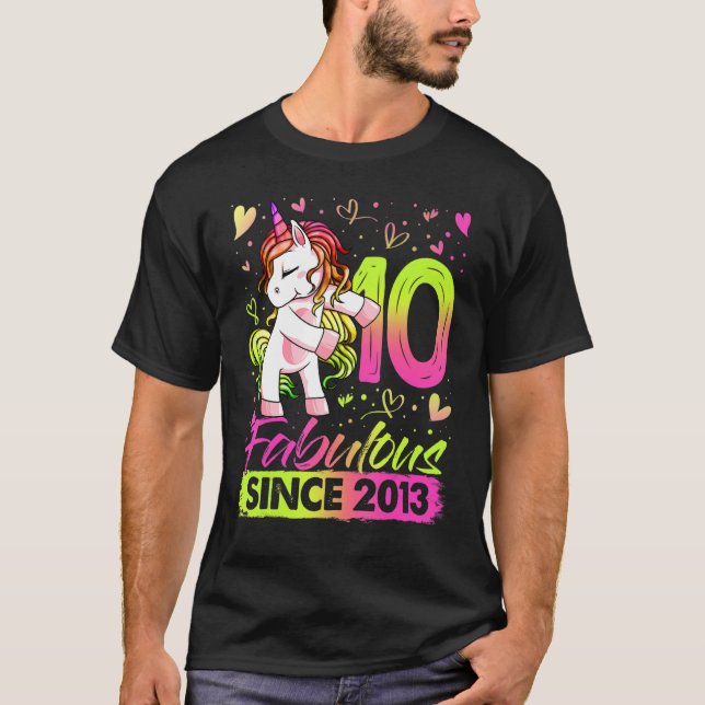 10 Years Old Flossing Unicorn 10th Birthday Girl P T-Shirt (Front)