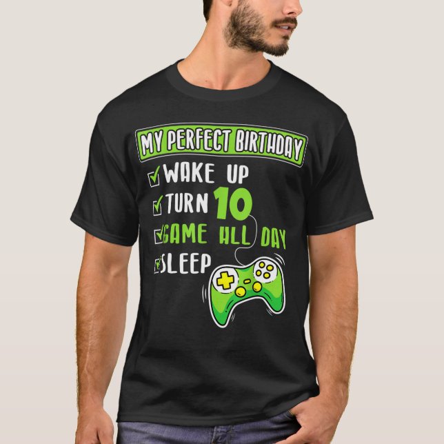 10 Years Old Gamer Boy 10th Perfect Birthday T-Shirt (Front)