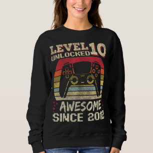 10 Years Old Gamer Boy Birthday 10 Level Unlocked Sweatshirt