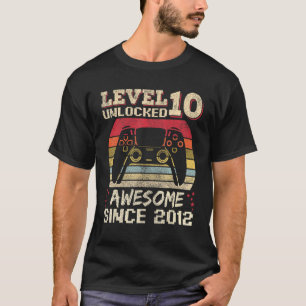 10 Years Old Gamer Boy Birthday 10 Level Unlocked T-Shirt