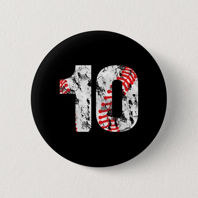 10 Years Old Gifts Number 10 Baseball 10th Birthda 2 Inch Round Button (Front)