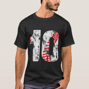 10 Years Old Gifts Number 10 Baseball 10th Birthda T-Shirt