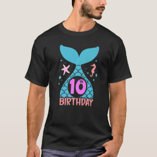10 Years Old Girl Second 10th Birthday Mermaid Two T-Shirt