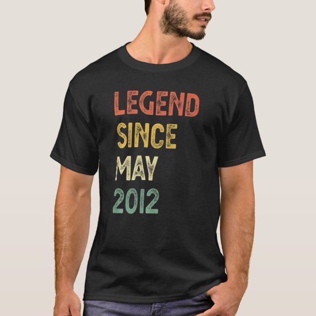 10 Years Old Legend Since May 2012 10th Birthday B T-Shirt (Front)