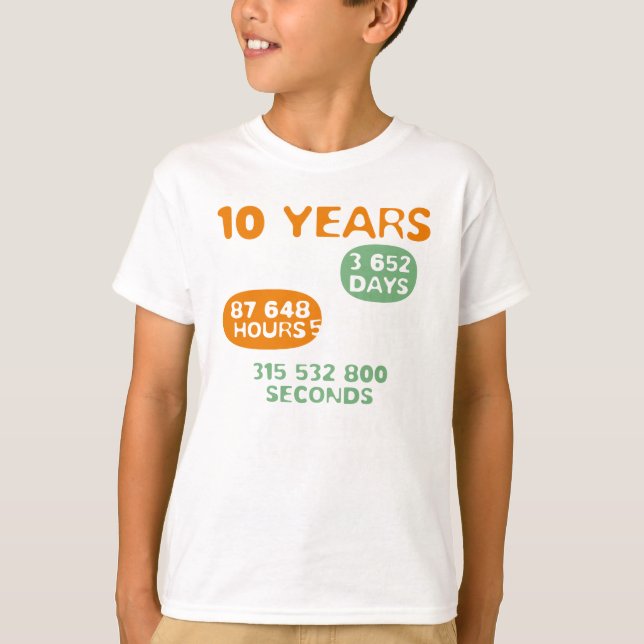 10 Years Old Math Lover Geek Tee (Front)