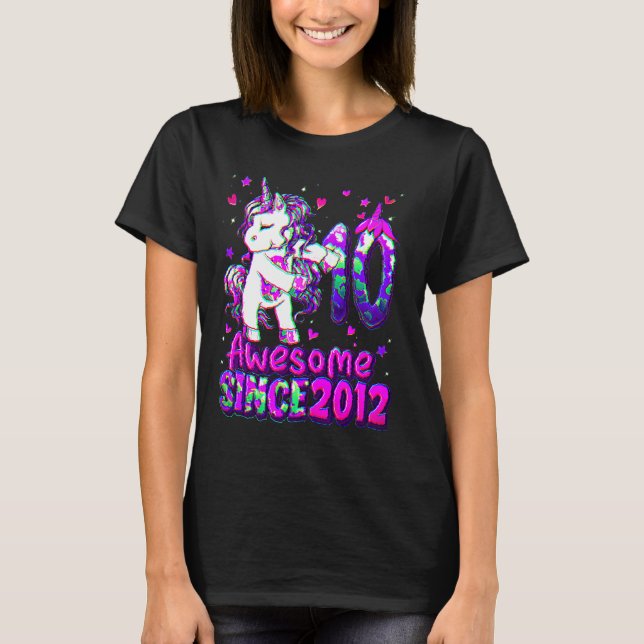 10 Years Old Unicorn Flossing 10th Birthday Girl U T-Shirt (Front)