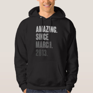 10 Years Old Vintage 2013 March Birthday 10th Deco Hoodie