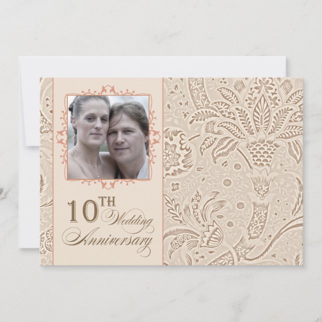 10 years photo wedding anniversary vintage invitation (Front)