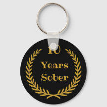 10 Years Sober Keychain for Addiction Recovery