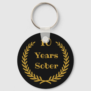 10 Years Sober Keychain for Addiction Recovery