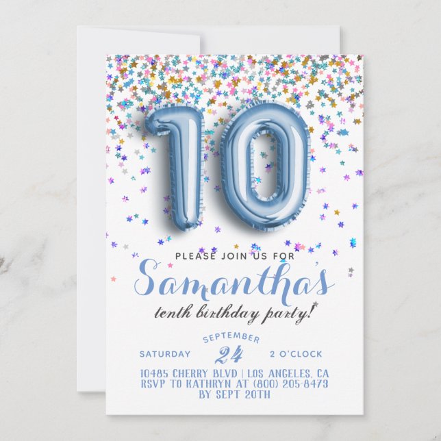 10e anniversaire Confetti Invitation (Devant)