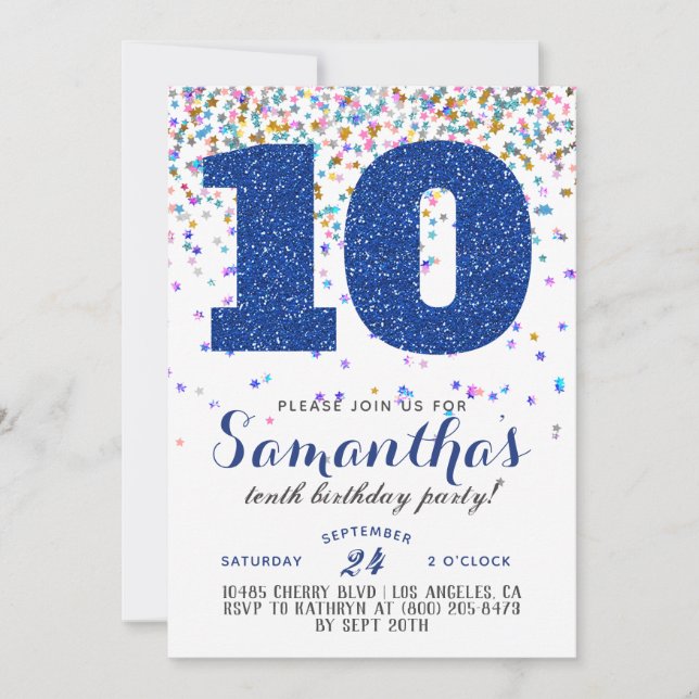 10e anniversaire Confetti Invitation (Devant)