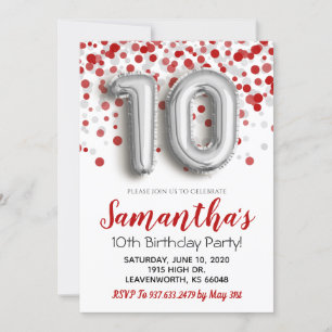 10e anniversaire Confetti Invitation