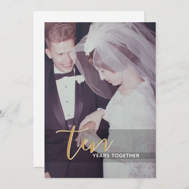 10e anniversaire de mariage & invitation photo (Devant / Derrière)