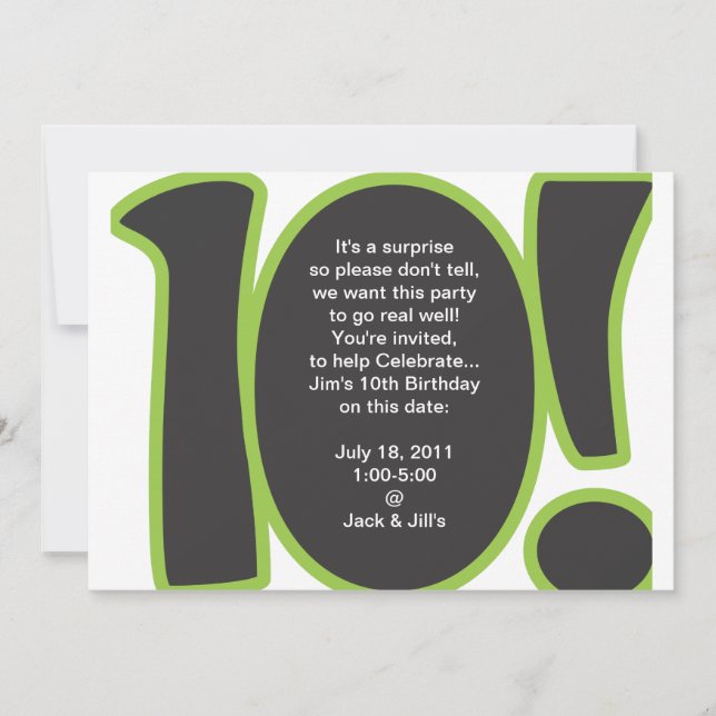 10e anniversaire Invitation (Devant)