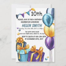 10e anniversaire Invitation Parties scintillant d'