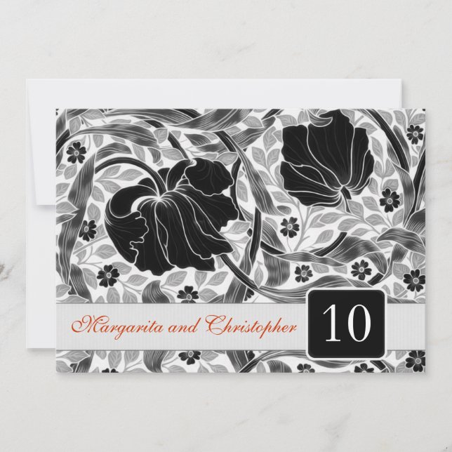 10e anniversaire mariage invitations damask (Devant)