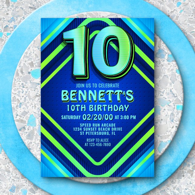 10e anniversaire Neon Invitation (Créateur téléchargé)