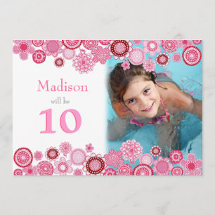 10e anniversaire Pink Party Invitation Carte photo
