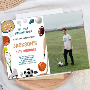 10e anniversaire Sports Anniversaire Invitations