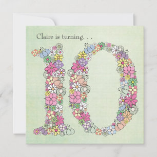 10ème Dixième Filles Anniversaire Fête Invitation