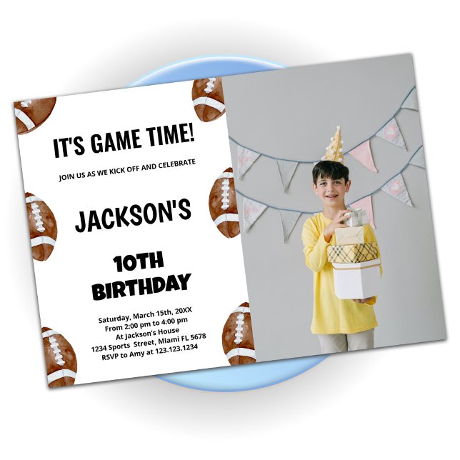 10ème Football Invitations d'anniversaire avec pho (Créateur téléchargé)