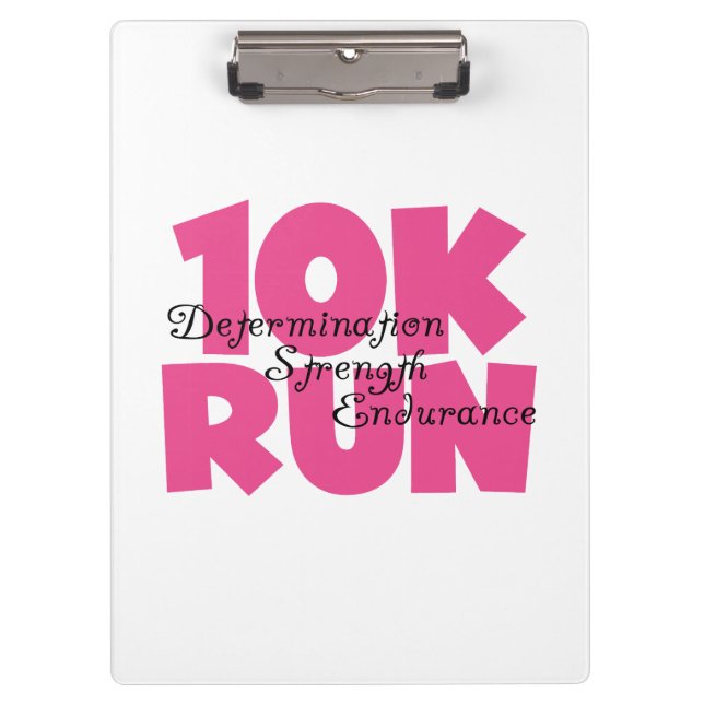 10K Run Pink Sports Running Clipboard (Front)